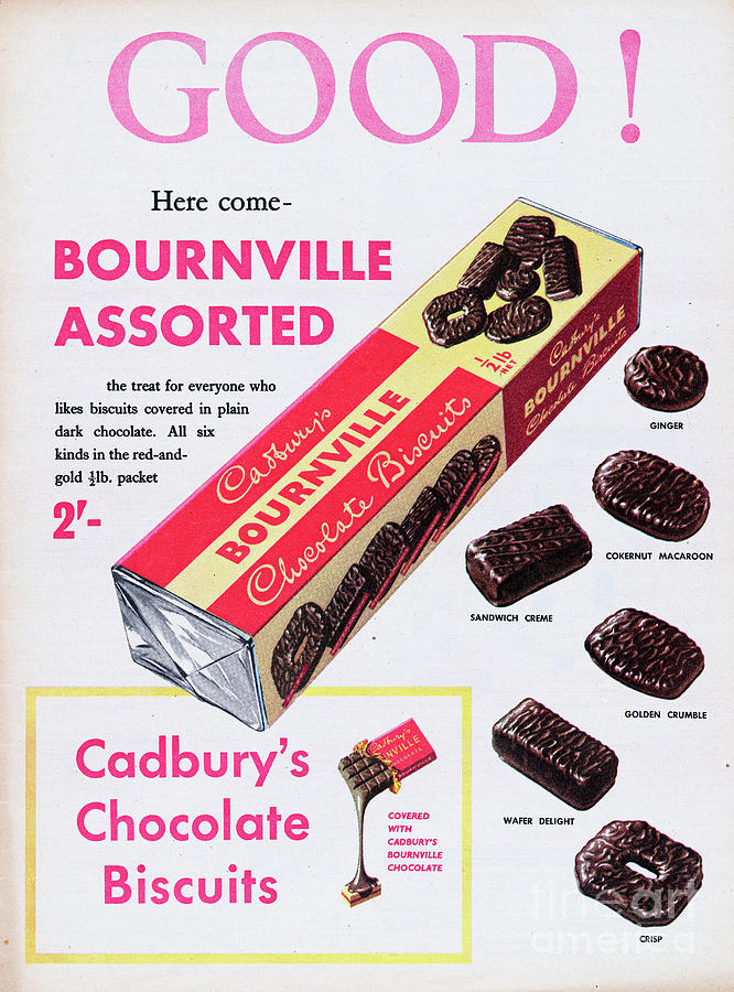 Cadburys Bournville Chocolate Biscuits Photograph by Picture Post