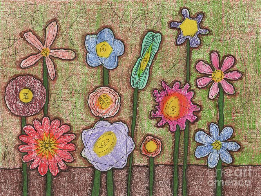 Flower Painting - Cadens Folk Art Floral 3 by Amy E Fraser