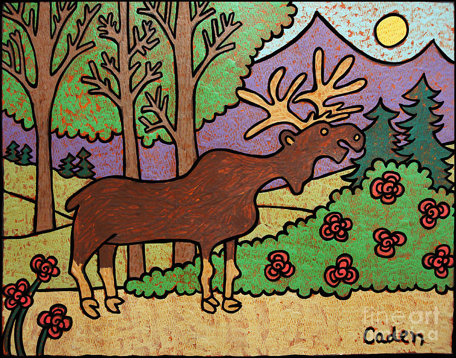 Cadens Moose Painting by Amy E Fraser