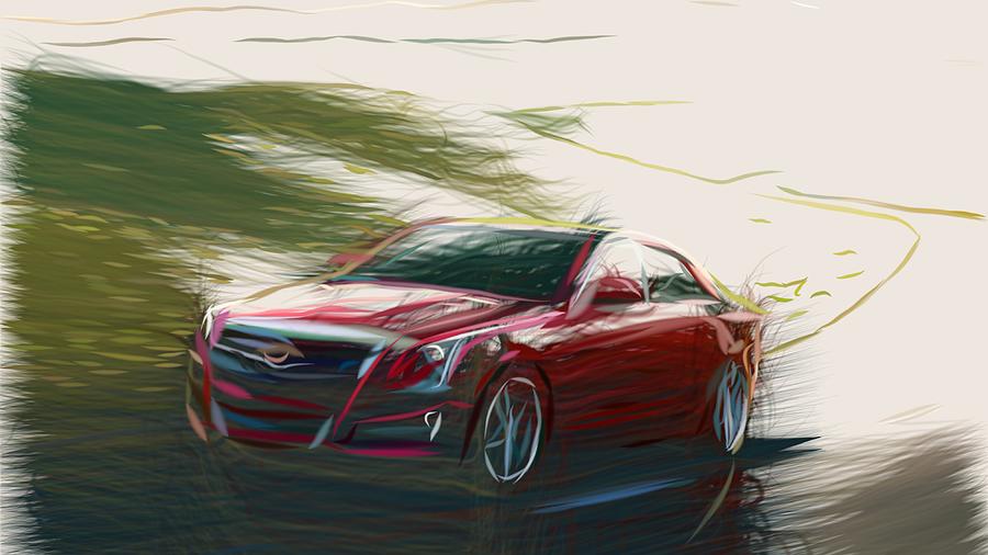 Cadillac ATS Draw Digital Art by CarsToon Concept