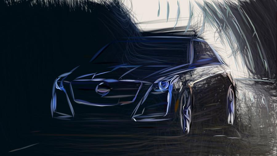 Cadillac CTS Drawing Digital Art by CarsToon Concept