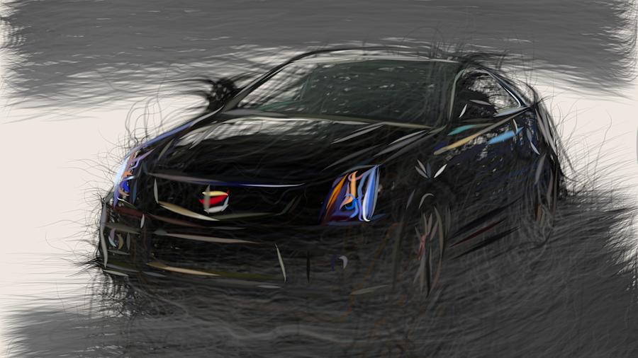 Cadillac CTS V Coupe Drawing Digital Art by CarsToon Concept