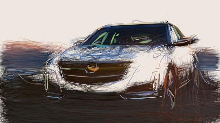 Cadillac CTS Vsport Drawing Digital Art by CarsToon Concept