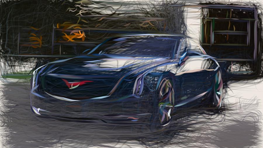 Cadillac Elmiraj Draw Digital Art by CarsToon Concept
