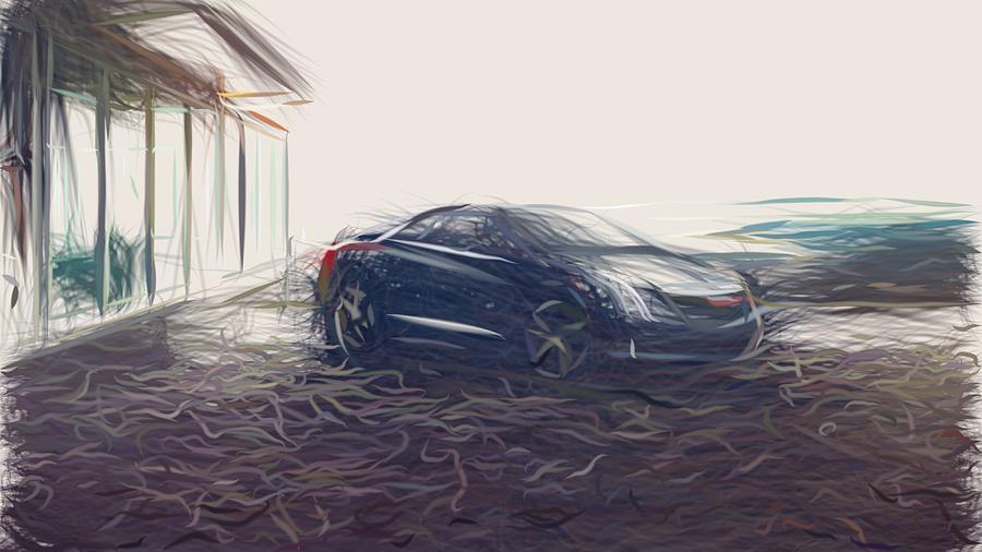 Cadillac ELR Draw Digital Art by CarsToon Concept
