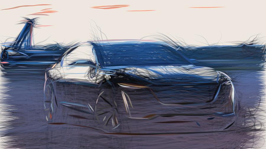 Cadillac Escala Draw Digital Art by CarsToon Concept