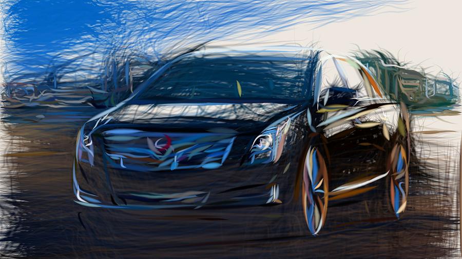Cadillac XTS Draw Digital Art by CarsToon Concept