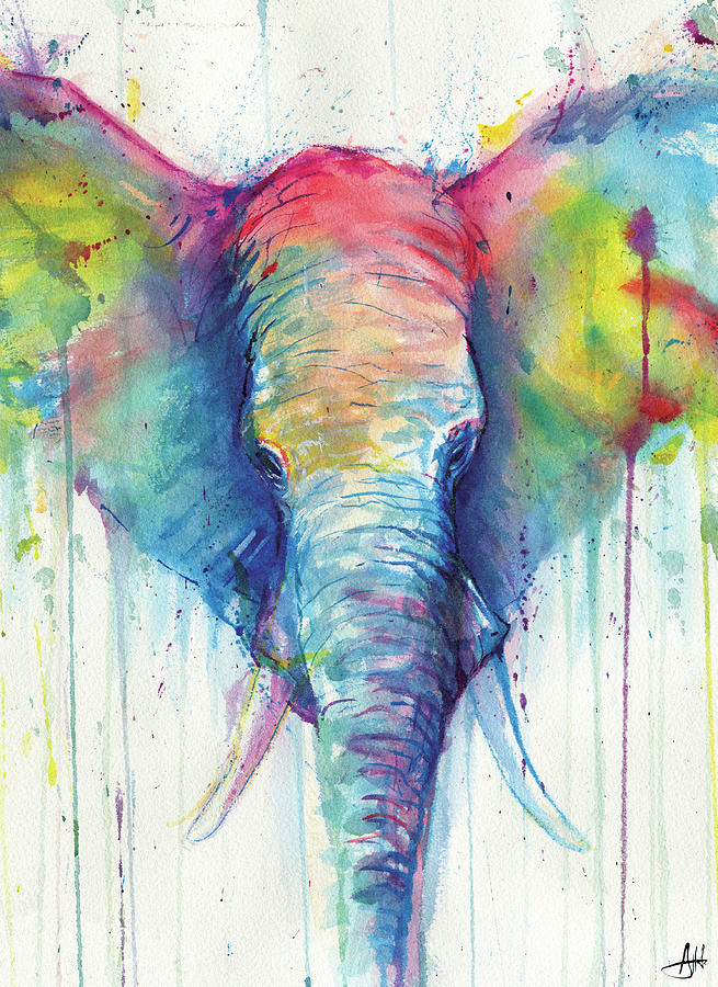 Elephant Painting - Caeli by Marc Allante