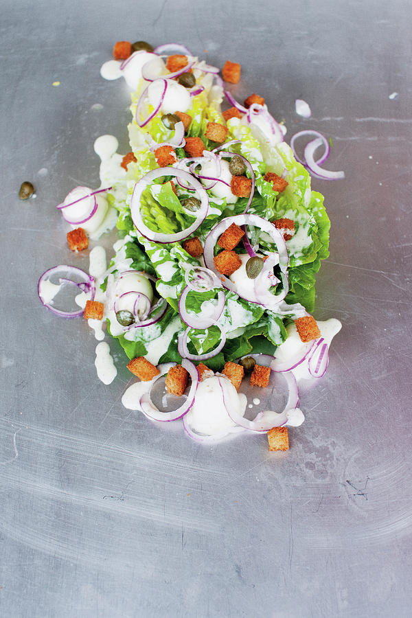 Caesar Salad With Mini Mozzarella Photograph by Tre Torri