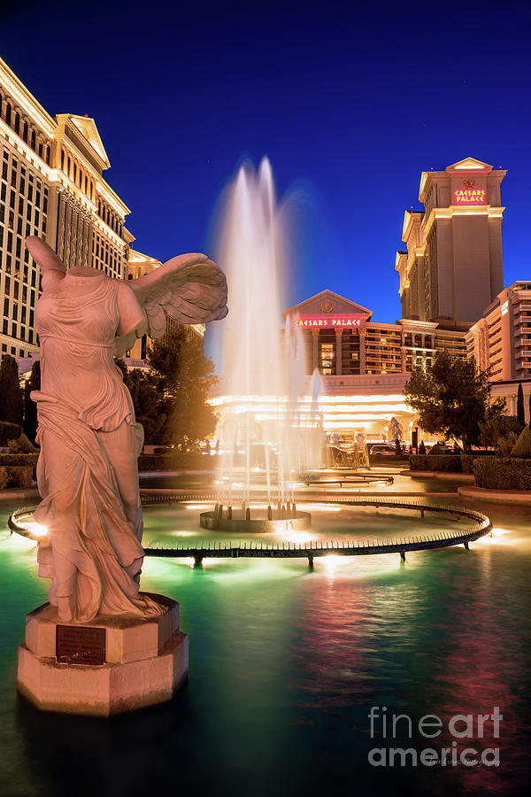 Las Vegas Photograph - Caesars Palace Fountains at Dusk by Aloha Art