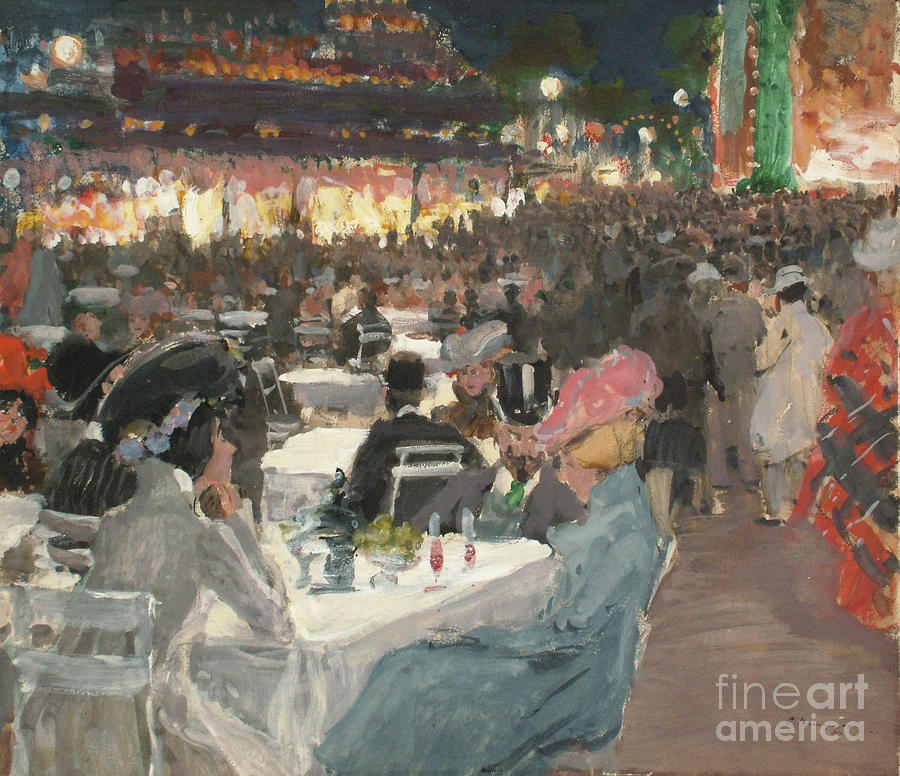 Café In Paris At Night, 1901. Artist Drawing by Heritage Images