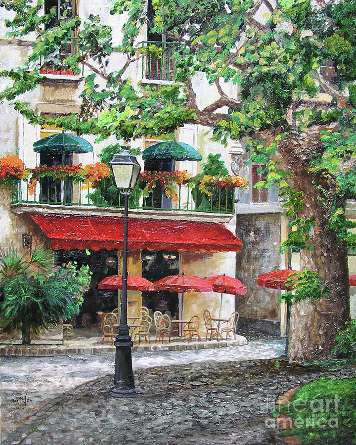 Cafe Beauclaire, Provence, 2004 Painting by Trevor Neal - Fine Art America