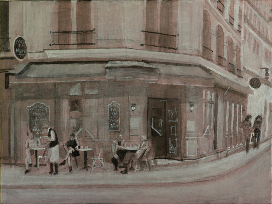 Cafe Des Musee the drawing Painting by David Zimmerman