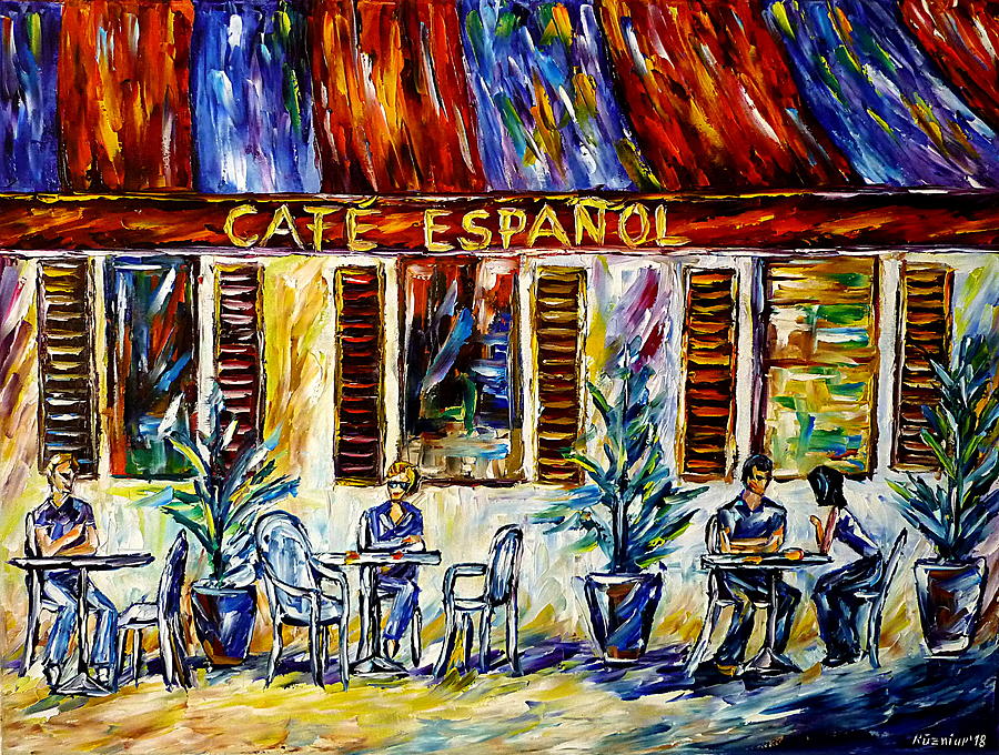 Cafe Espanol Painting by Mirek Kuzniar