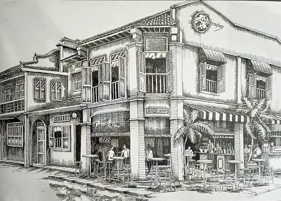 Cafe Geographer Drawing