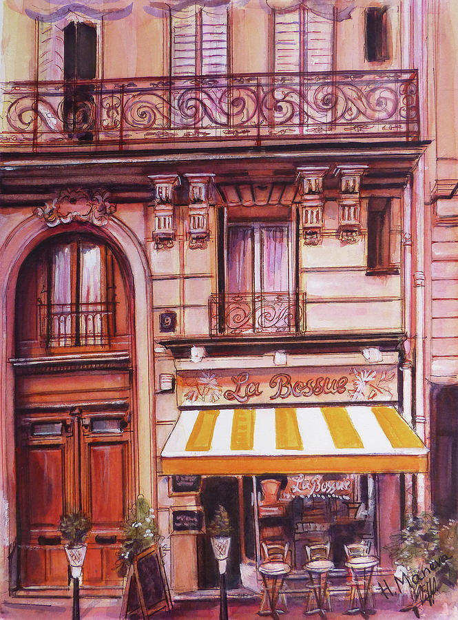 Cafe La Bossue, Paris Painting by Henrieta Maneva