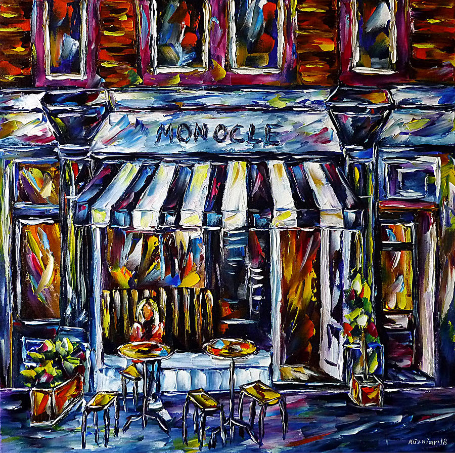 Cafe Monocle Painting by Mirek Kuzniar
