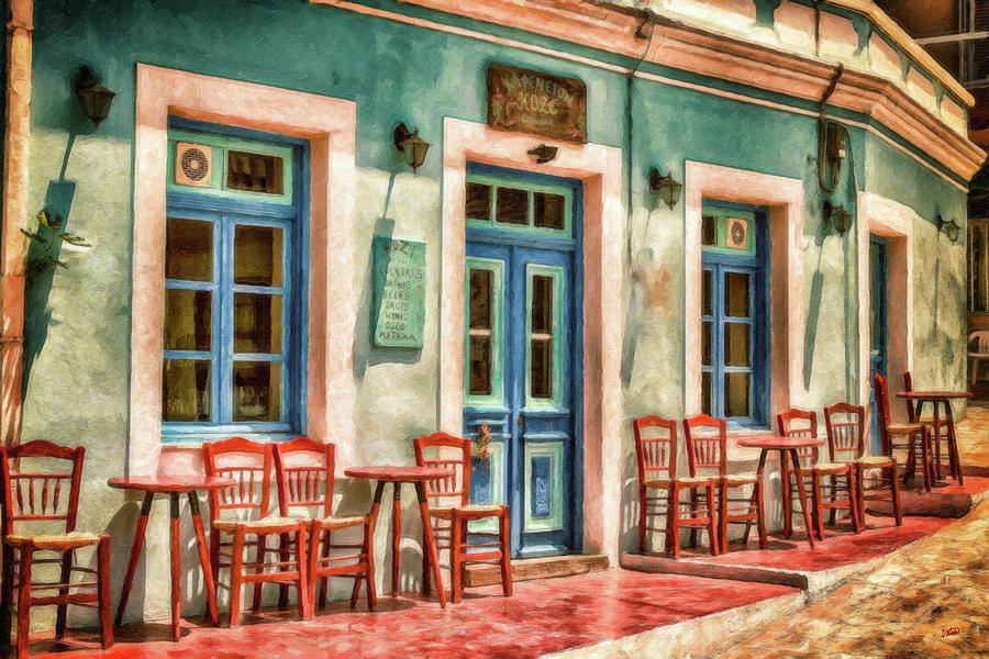 Cafe on Karpathos Island - DWP3537801 Painting by Dean Wittle