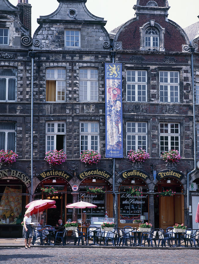 Cafe, Place De Heros, Arras, Pas De Photograph by P A Thompson