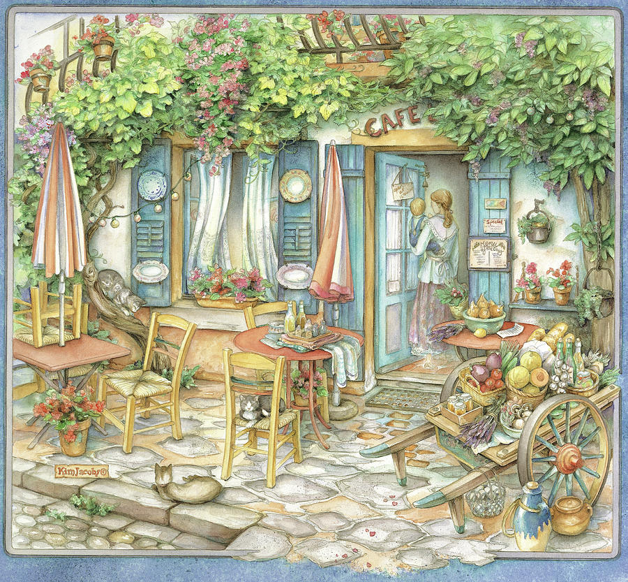 Flower Painting - Cafe Preparing For The Day by Kim Jacobs