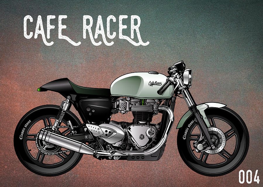 Cafe Racer Vintage Motorcycle 004 Digital Art by Carlos V
