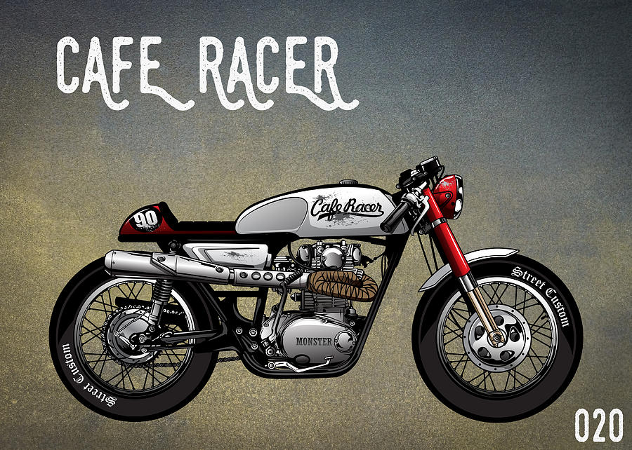 Cafe Racer Vintage Motorcycle 020 Digital Art by Carlos V