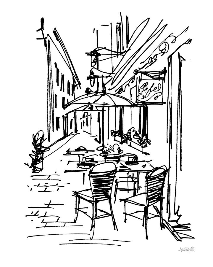 Cafe Sketch II Mixed Media by Anne Tavoletti Cafe Sketch II Mixed Media by Anne Tavoletti