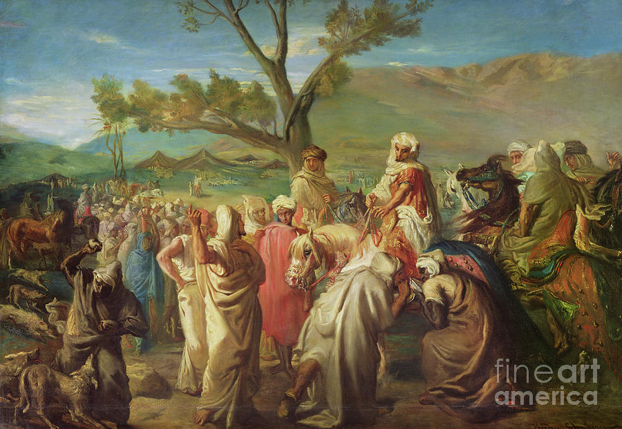 Caid Visiting A Douar, 1849 Painting by Theodore Chasseriau