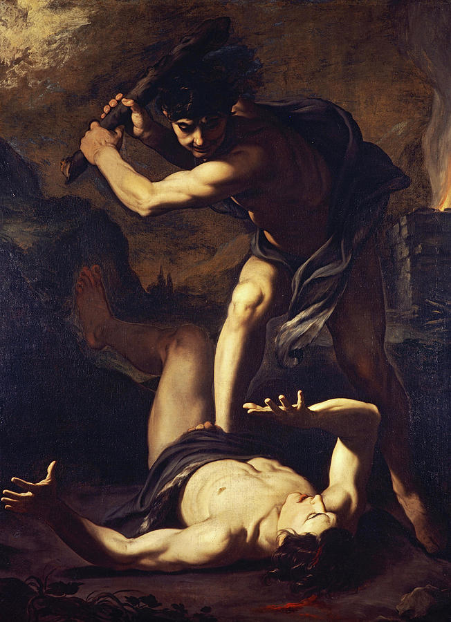 Genesis Painting - Cain Killing Abel by Pietro Novelli