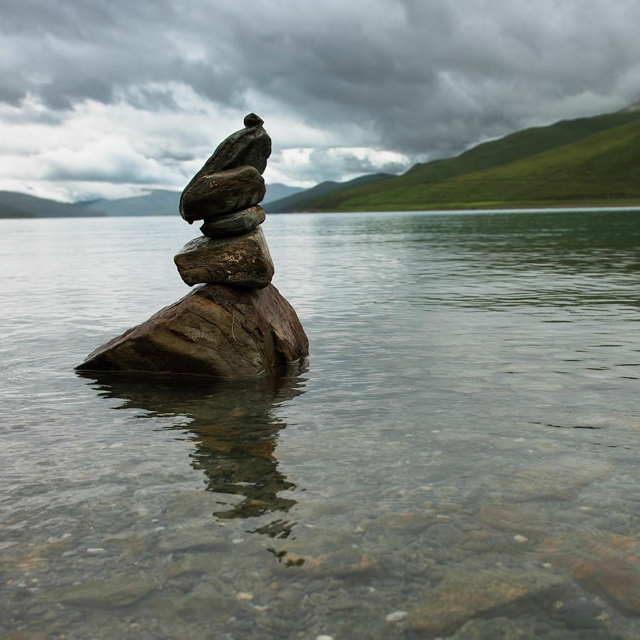 Cairn Sitting In The Shallow Water Photograph by Keith Levit / Design Pics