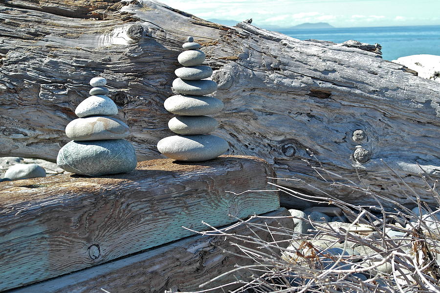 Cairns at Dungeness Spit Photograph by Michele Myers