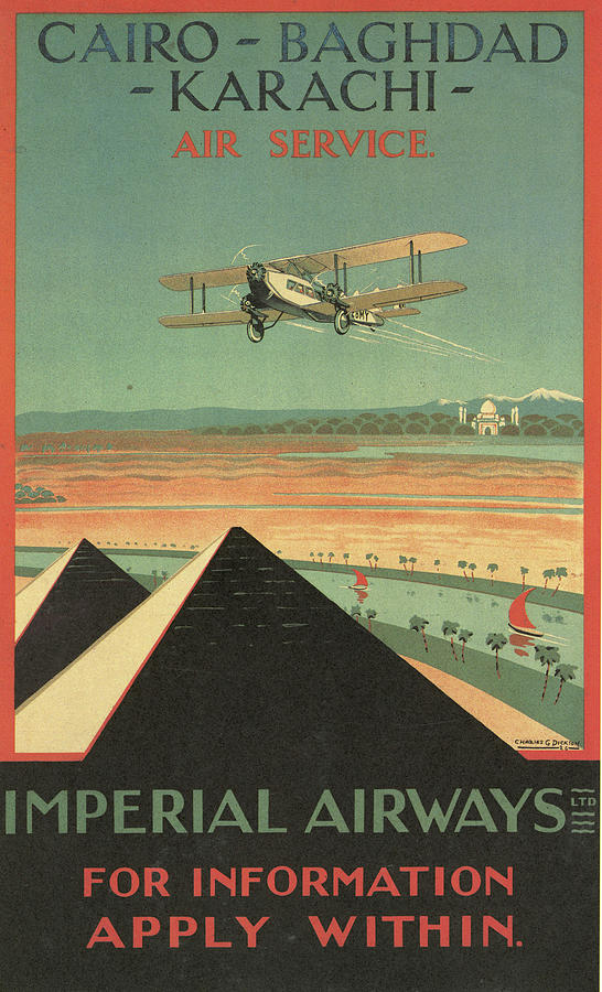 Cairo, Baghdad, Karachi - Imperial Airways Painting by Charles Dickson Cairo, Baghdad, Karachi - Imperial Airways Painting by Charles Dickson