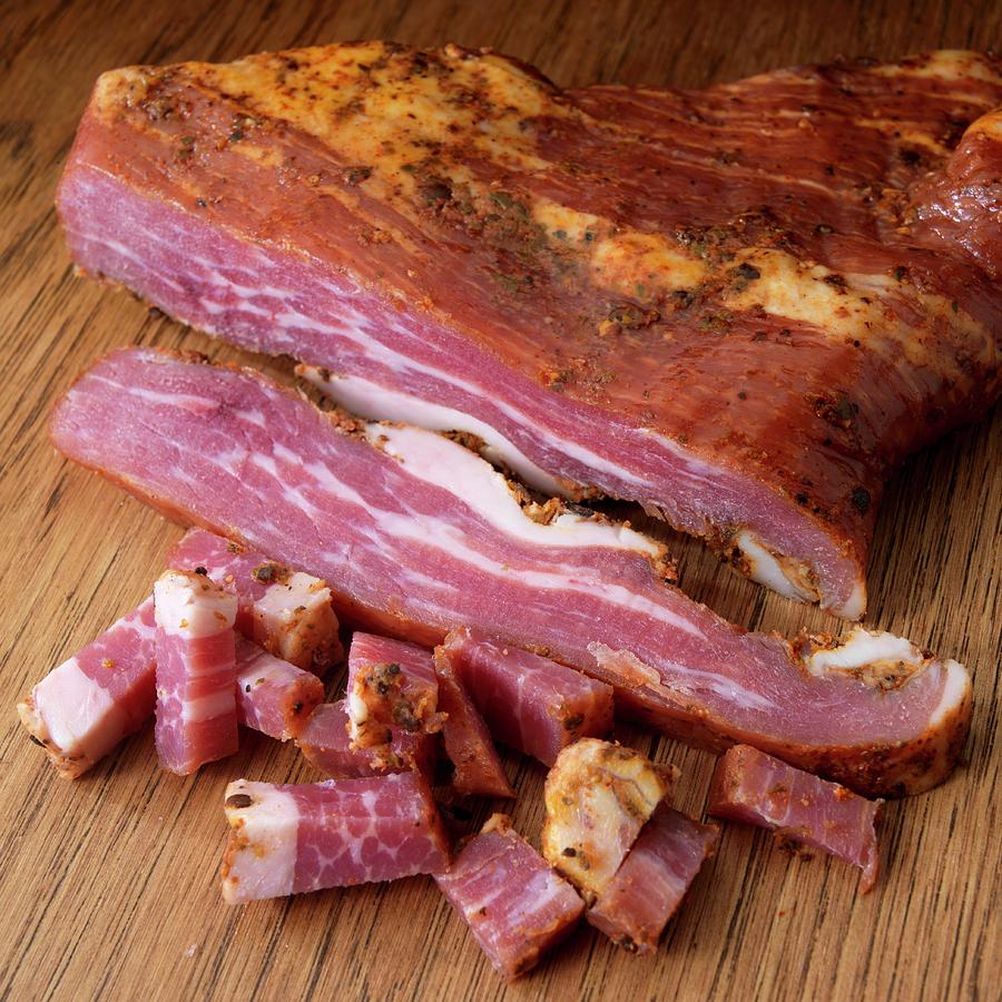 Cajon Spicey Tasso Ham In Chunk, Slice And Cubes Photograph by Paul Poplis