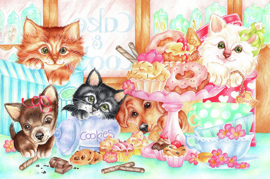 Animal Painting - Cake And Cookies by Cb Studios