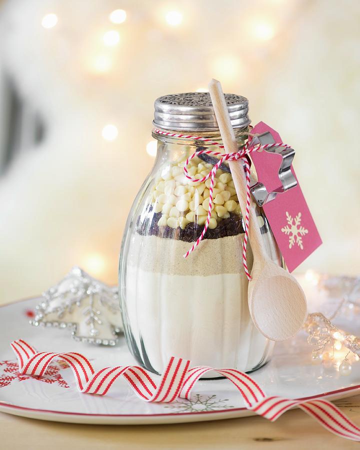 Cake Mix In A Glass For Gifitng At Christmas Photograph by Winfried Heinze