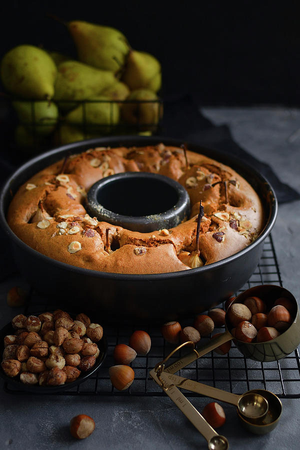 Cake With Whole Pears In A Baking Tray Photograph by Karolina Smyk
