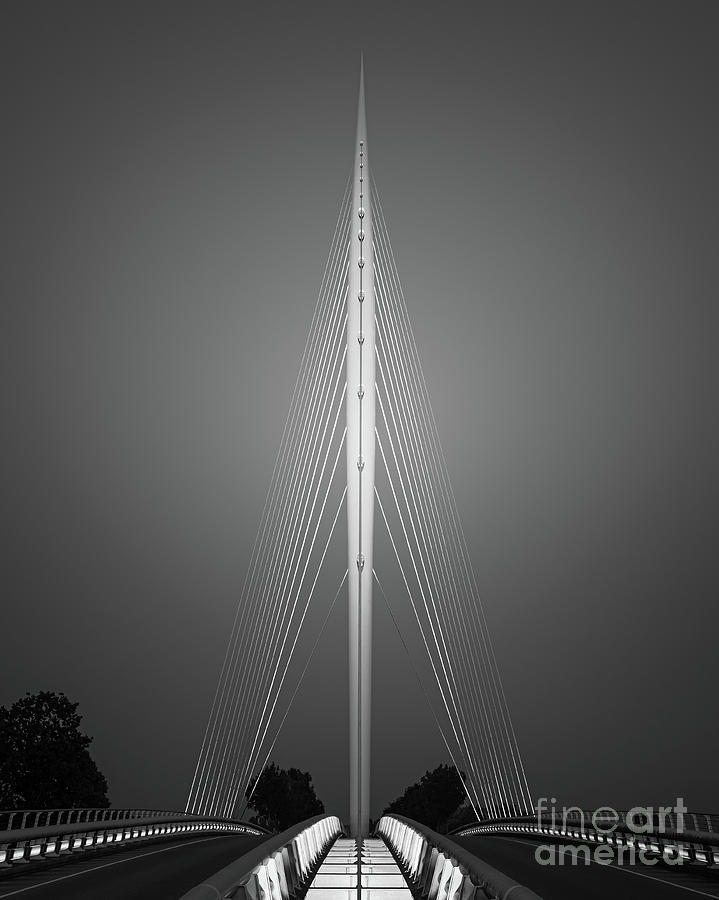 Calatrava Harp Bridge, Netherlands - BW Photograph by Henk Meijer Photography