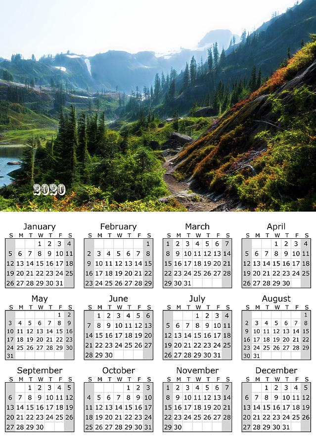 Calendar full year 2020 Mountain Trail Pacific Northwest by Yulia Kazansky Calendar full year 2020 Mountain Trail Pacific Northwest by Yulia Kazansky