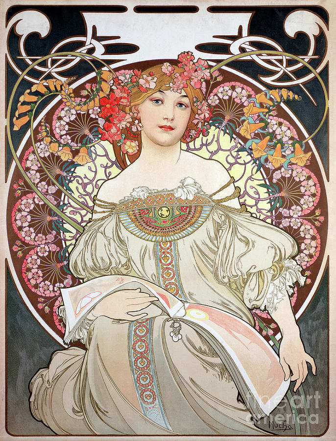 Calendar Illustration, 1896 Drawing by Alphonse Marie Mucha - Fine Art ...