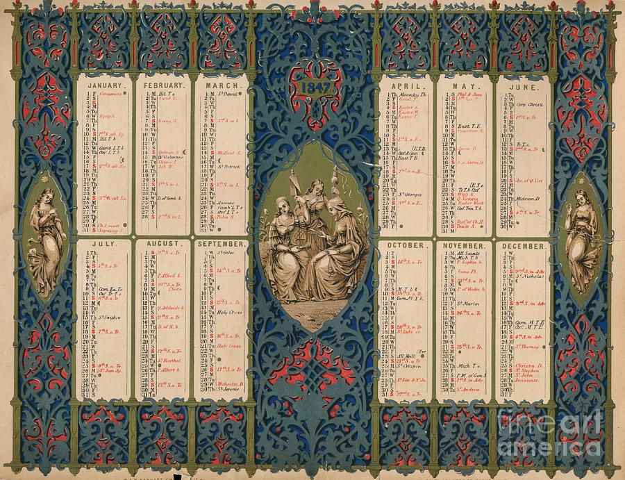 Calendar With Saints Days And Royal Drawing by Print Collector
