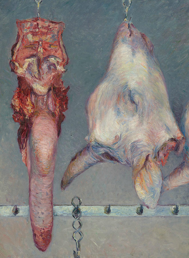 Calfs Head and Ox Tongue Painting by Gustave Caillebotte