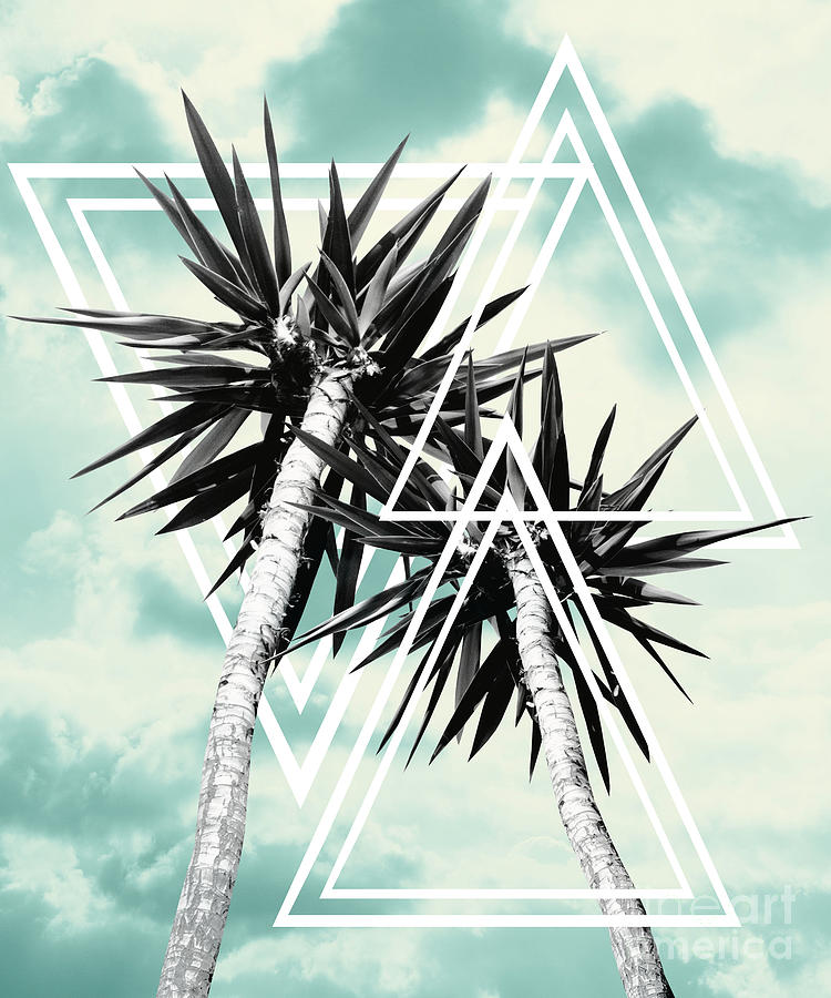 Summer Mixed Media - Cali Summer Vibes Palm Trees Geometric Triangles #1 #tropical #decor #art  by Anitas and Bellas Art