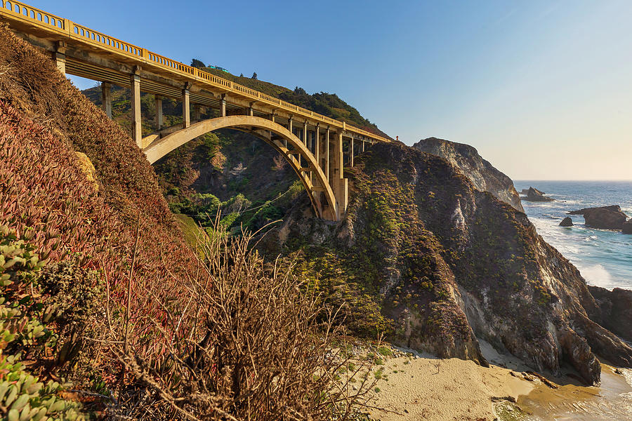 California, Big Sur, Bixby Bridge And Highway 1 Digital Art by Claudia Uripos