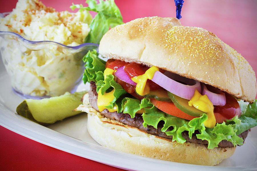 California Burger With Potato Salad Photograph by James Stefiuk - Fine ...