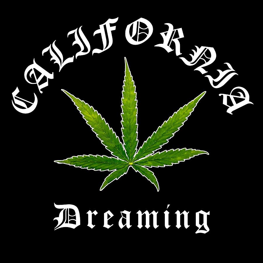 California Green Cannabis Pot Leaf, California Dreaming Original, California Streetwear WL Digital Art by Kathy Anselmo