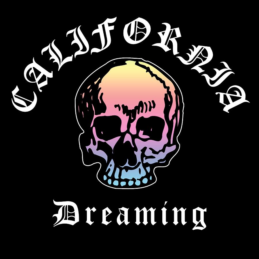 California Hardcore Skull, California Dreaming Original, California Streetwear WL Digital Art by Kathy Anselmo