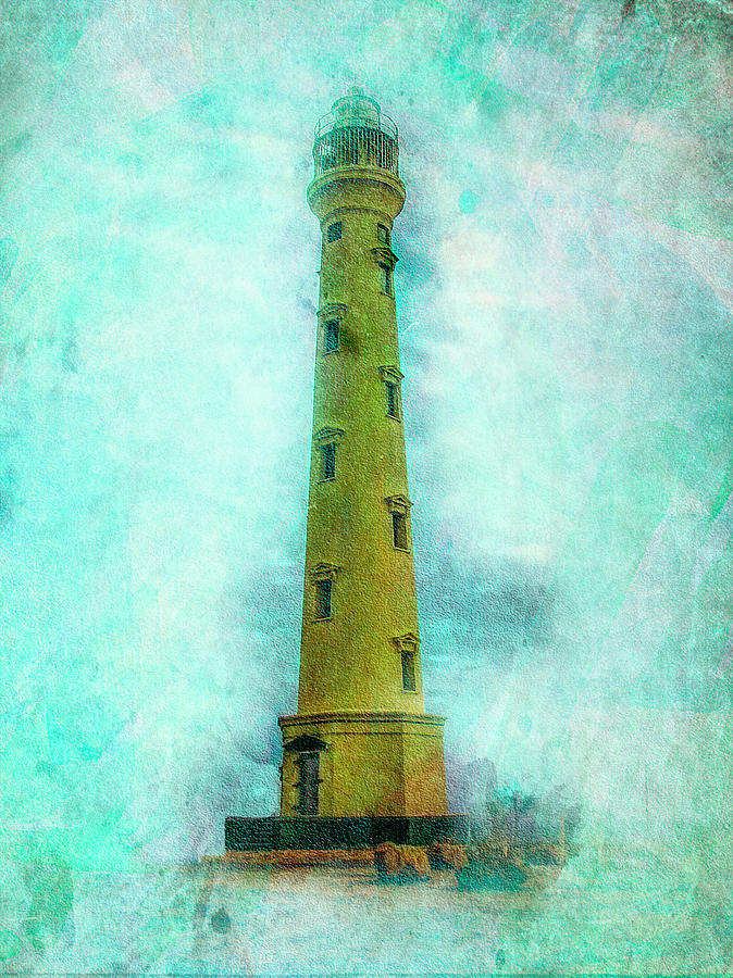 California Lighthouse Aruba Digital Art by Pheasant Run Gallery