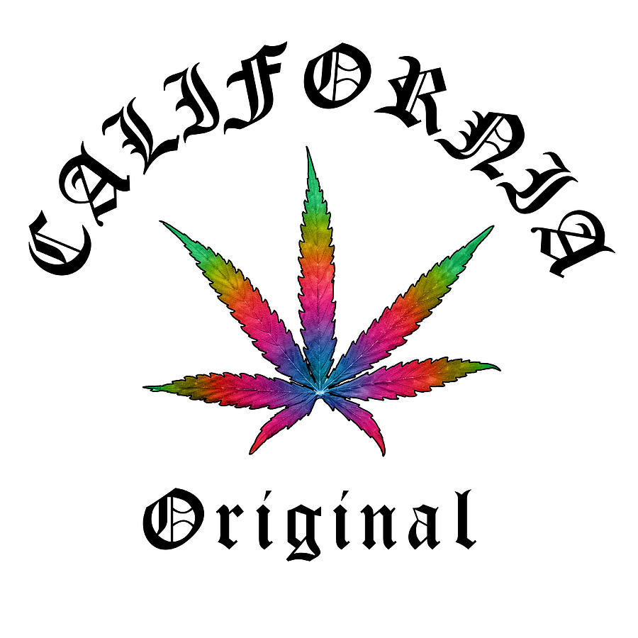 California Original, Rainbow Cannabis Leaf LGBTQ Pride, California Streetwear BL Digital Art by Kathy Anselmo