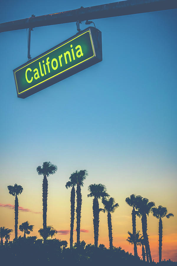 California Street Sign At Sunset Photograph
