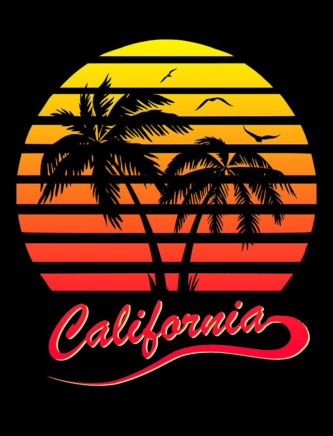 Pixels Los Angeles California Vintage Summer Sunset Women's T-Shirt by Megan Miller